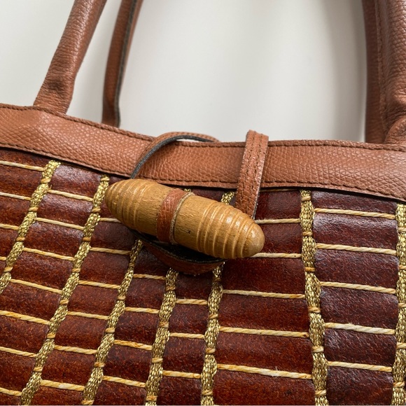 Genuine Leather Vintage Italian Designer Silvano Biagini Bucket Bag - Picture 4 of 16